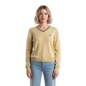 CHAPS YELLOW  100% COTTO KNIT SWEATER LONG SLEEVE TOP WARM UNISEX SIZE SMALL